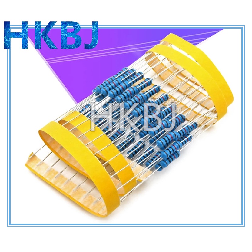 50pcs 1/2W ตัวต้านทานฟิล์มโลหะ 1% 1R ~ 1M 1 2 10 22 47 100 330 โอห์ม 1K 4.7K 10K 22K 47K 100K 330K 4
