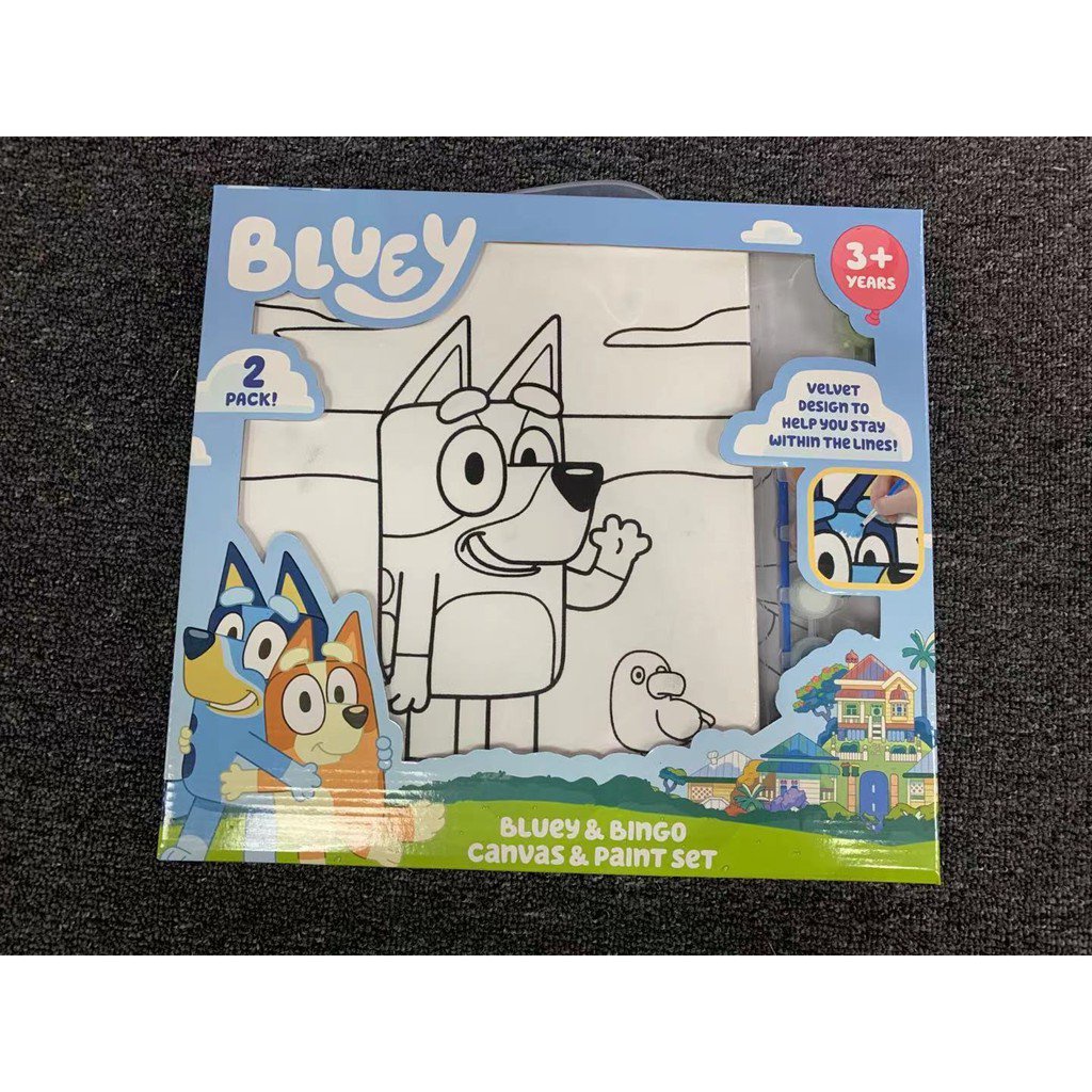 (new)2 Pack Bluey & Bingo Canvas & Paint Set OTRo Shopee Thailand
