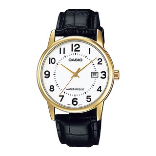 Casio นาฬิกาข้อมือผู้ชาย สายหนัง รุ่น MTP-V002GL-7BUDF - สีน้ำตาล