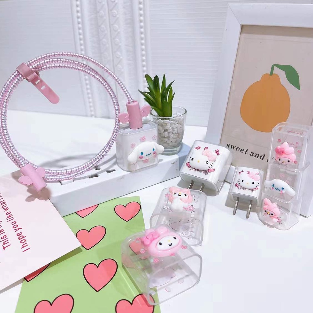 พร้อมส่ง ชุดถนอมสายชาร์จ ชุดเเต่งสายชาร์จลายการ์ตูน สำหรับ