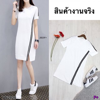J2820 Dress เดรสแต่งแถบเว้าหน้า
