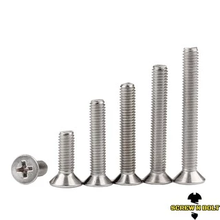 น็อต สกรู หัวเตเปอร์ แฉก F+ สแตนเลส 304 เกลียวมิล หยาบ M6 / Flat Head Phillip Machine Screw SUS304