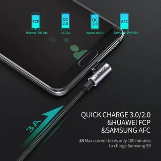 UGREEN รุ่น US284 USB C Fast Charging 90 Degree to USB 2.0 Cable USB C 90 องศา USB TYPE C Quick Charge 3.0ยาว 0.5-3 ม.