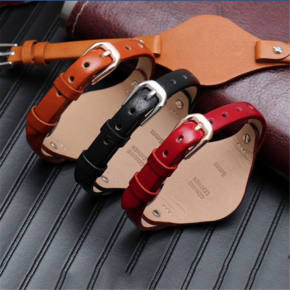 สายนาฬิกาข้อมือ หนังวัวแท้ 8 มม. สําหรับ Fossil ES3060 ES3565 ES2830 3077 3262 3060 4176 4119 ​สร้อยข้อมือ ขนาดเล็ก