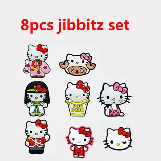 เข็มกลัด ลายการ์ตูน Hello Kitty jbt 8 ชิ้น สําหรับตกแต่งรองเท้า