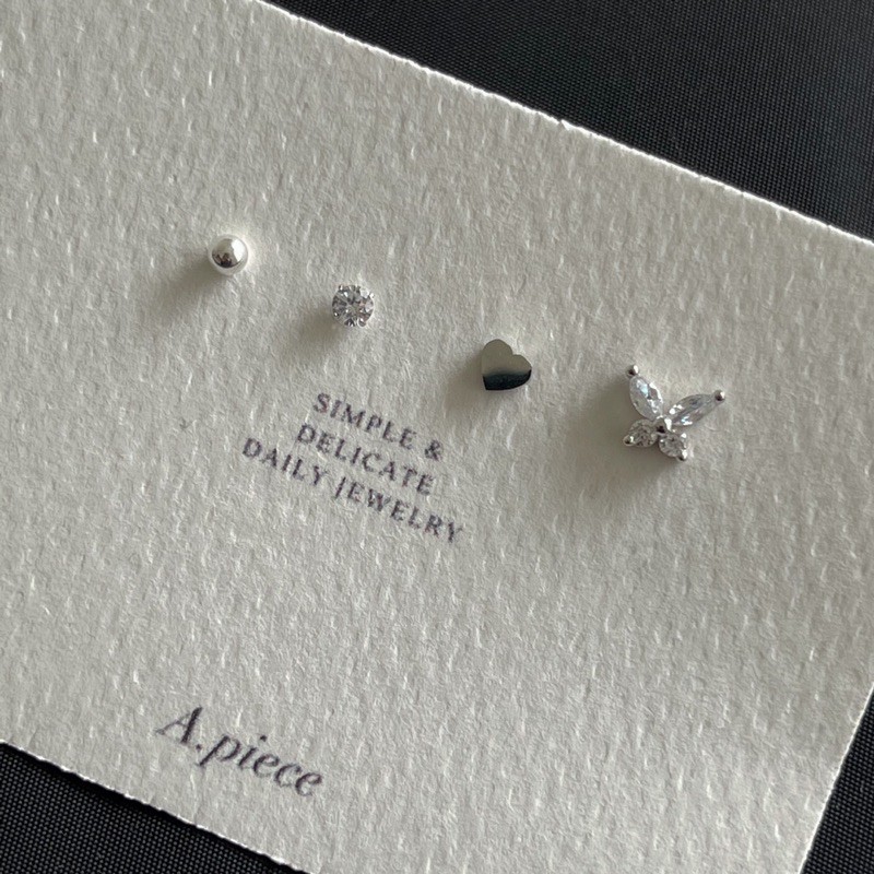 A.piece ต่างหูเงินแท้ ต่างหูเซ็ต [all silver 925 & stainless] Set 01 (มี 2 สี)