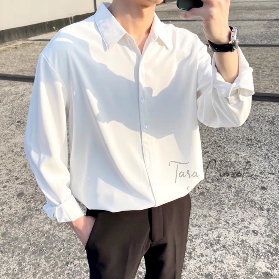 IT022 3XL อก 46" TARA Shirt Unisex เสื้อเชิ้ต คอปก แขนยาว ผ้าไหมอิตาลี ผ้าไม่หนามาก ผ้าใส่สบาย ไม่ร้อน