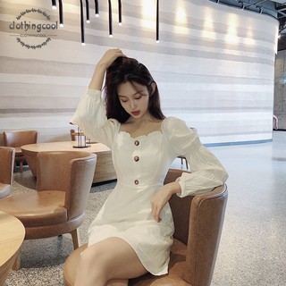 (cloth) เดรสแฟชั่นสตรีคอปกแขนยาวทรงสลิม