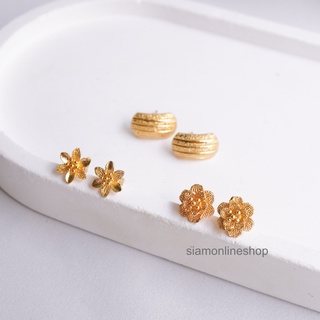 GOLD EARRINGS รวมแบบขายดี ต่างหูหุ้มเศษทองคำแท้ แบบแป้น (เลือกแบบได้) by siamonlineshop