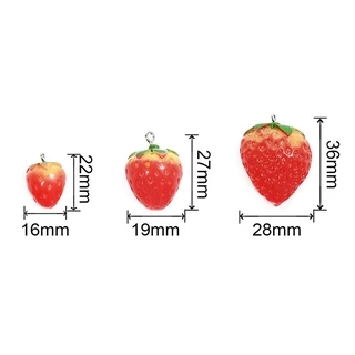 จี้เรซิ่นรูปสตรอเบอร์รี่สีแดง 2 ชิ้น / ถุงสําหรับทําเครื่องประดับ Diy