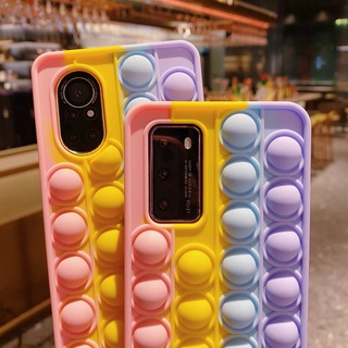 Realme 8 4G Pro 7i C17 6 6s 5 5s 5i C25 C25s C21 C21y C20 C11 2021 2020 C15 C12 Narzo 30A C3 C3i XT X2 V5 5G ซิลิโคนอ่อน Pop it Bubble น่ารักสายรุ้งซิลิโคนกรณี