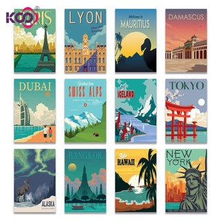 Ks ภาพจิตรกรรมลาย New York Paris London Mosaic 5D ติดประดับเพชร DIY สําหรับติดตกแต่งผนังบ้าน 30x40ซม.