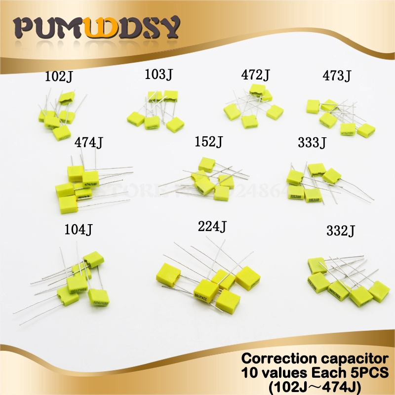 ชุดชิพ 100V 102J 103J 104J 152J 224J 332J 333J 472J 473J 474J 50 ชิ้น=10 แบบ x 5 ชิ้น