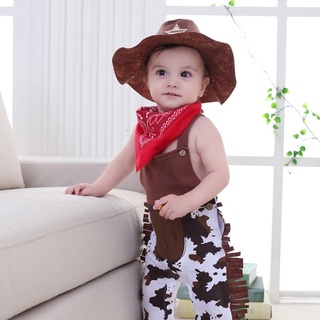 Bodysuit  Cowboy #หมวกคาวบอย ผ้าพันคอ #ชุดบอดี้สูท สำหรับเด็กทารก 3 ชิ้น #ชุดแฟนซี