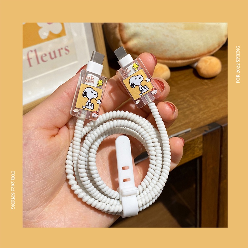 ตัวป้องกันสายเคเบิล ป้องกันการพับ / เคสป้องกันสายเคเบิล แบบใส เข้ากันได้กับสายชาร์จ Type-c เป็น Ligning
