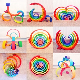 Rainbow block บล๊อกสายรุ้ง ของเล่นสายรุ้ง ของเล่นไม้ ของเล่นเด็ก ของเล่นเสริมพัฒนาการ