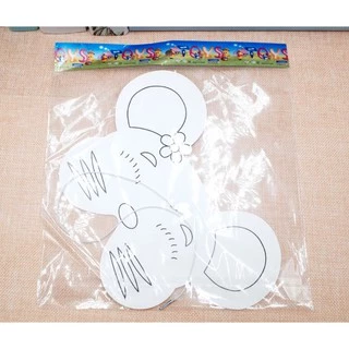 DIY Mask หน้ากากระบายสี หน้ากากลายการ์ตูนสัตว์ไม่มีสีให้นะคะ