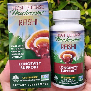 เห็ดหลินจือแดง Reishi Longevity Support 60 Vegetarian Capsules (Host Defense® Mushrooms™) ยาอายุวัฒนะ  บำรุงสมอง