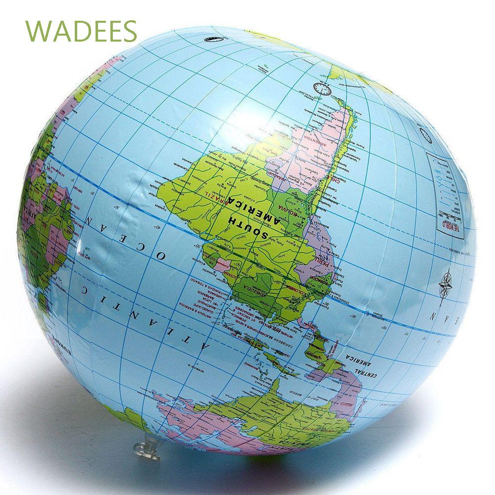 WADEES Gift Globe Durable Toys Inflatable Earth Blow Up Beach Ball Educational Balloon Ball PVC World Map/Multicolor