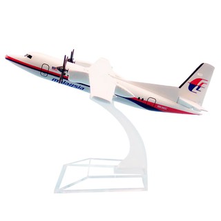 [16cm] โมเดลเครื่องบิน Malaysia Airlines FOKKER 50 (Aircraft Metal Model) วัสดุทำจากเหล็ก พร้อมฐาน ของเล่น ของสะสม