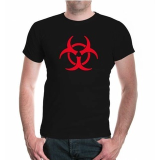 เสื้อยืดครอปเสื้อยืดแขนสั้น ผ้าฝ้าย 100% ระบายอากาศได้ดี พิมพ์ลาย Biohazard Warning สําหรับผู้ชายS-5XL