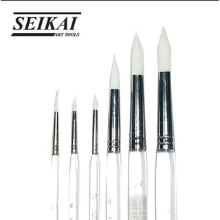 Seikai พู่กันสีน้ำกลม ขนขาว (No.0 - 16)