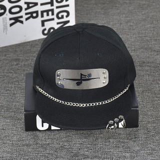 💯หมวก Snapback สีดำสัญลักษณ์เหล็กศรีษะ กลุ่มแสงอุษา ของ โอโรจิมารุ  จาก NARUTO✔