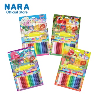 NARA Modelling Clay ดินน้ำมันไร้สารพิษรุ่น YAKYYA ดินน้ำมัน 12 สี ( 165 G.) + แม่พิมพ์ 4 ชิ้น เเละ 1 โรลเลอร์ *สุ่มลาย*