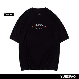 เกรดพรีเมี่ยม Yuedpao เสื้อยืด OVERSIZE_Colorful สีดำผ้าฝ้ายแท้เสื้อยืดแขนสั้นสไตล์สตรีท