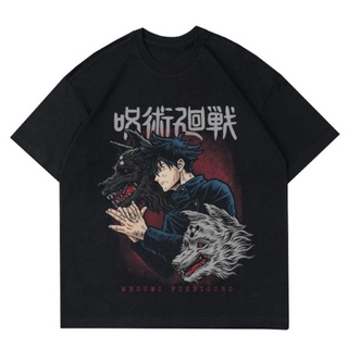 เสื้อผ้าผชเสื้อยืดแขนสั้น ผ้าฝ้าย พิมพ์ลายการ์ตูน Megumi Fushiguro Jujutsu Kaisen สไตล์ญี่ปุ่น วินเทจ สําหรับผู้ชาย ผู้ห