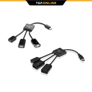 3 IN 1 Micro USB / Type C OTG Hub อะแดปเตอร์แยก USB พร้อมตัวแปลงอะแดปเตอร์สายไฟ สําหรับโทรศัพท์มือถือ