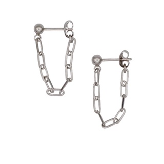Middle M Jewelry ต่างหูโซ่ รุ่น Connection สีเงิน
