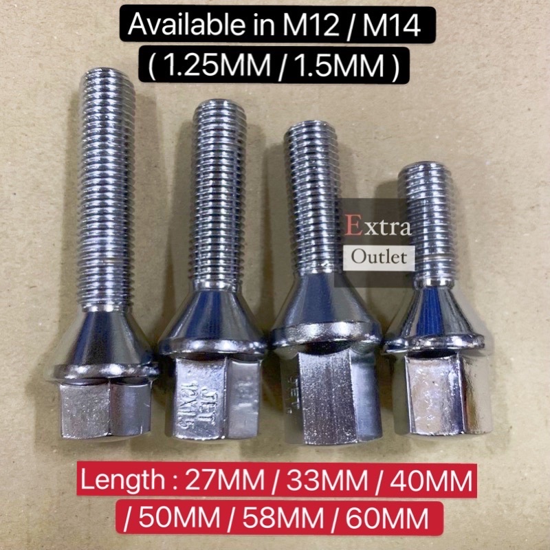 Mercedes Skru bolt VW Audi Alfa Lug Bolts Nut ล็อคล้อสกรูน็อต (M12x1.25/1.5) (M14x1.25 /1.5) W204 W2