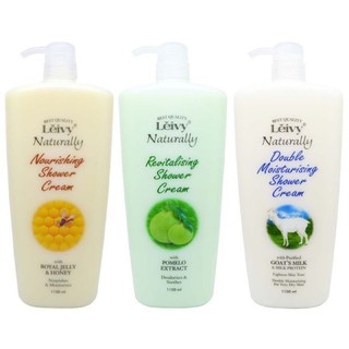 ครีมอาบน้ำ เนื้อนุ่ม (Made in Malaysia) Leivy Naturally Double Moisturising Shower Cream ขวดใหญ่มากปริมาณ 1,150 ML.