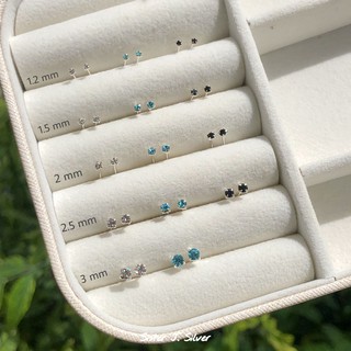 Sister J. ต่างหูเพชร cz ต่างหูเงินแท้ square cz earrings