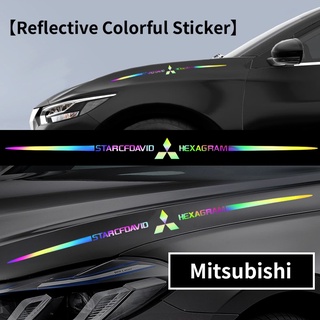 สติกเกอร์สะท้อนแสง ลายโลโก้ Mitsubishi สีสันสดใส สําหรับตกแต่งรถยนต์ Xpander Mirage Lancer Pajero Kuda Outlander