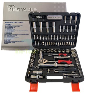 EURO KING TOOLS ชุดเครื่องมือ ประแจ ชุดบล็อก 94 ชิ้น แกน 1/4" และ 1/2" Socket Set