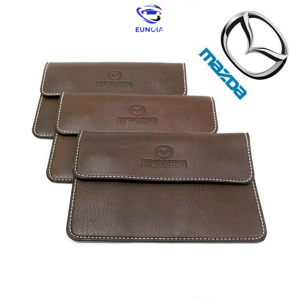 กระเป๋าแฟ้มรถ มาสด้า - กระเป๋าสตางค์หนังใส่ทะเบียน เอกสารรถคุณภาพสูง - กระเป๋าสตางค์ ยูโนเนีย สําหรับเอกสารรถพร้อมโลโก้ทุกเส้น