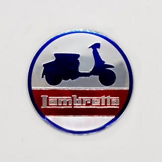 LOGO เพลท วงกลม Lambretta (เงิน,ขาว)