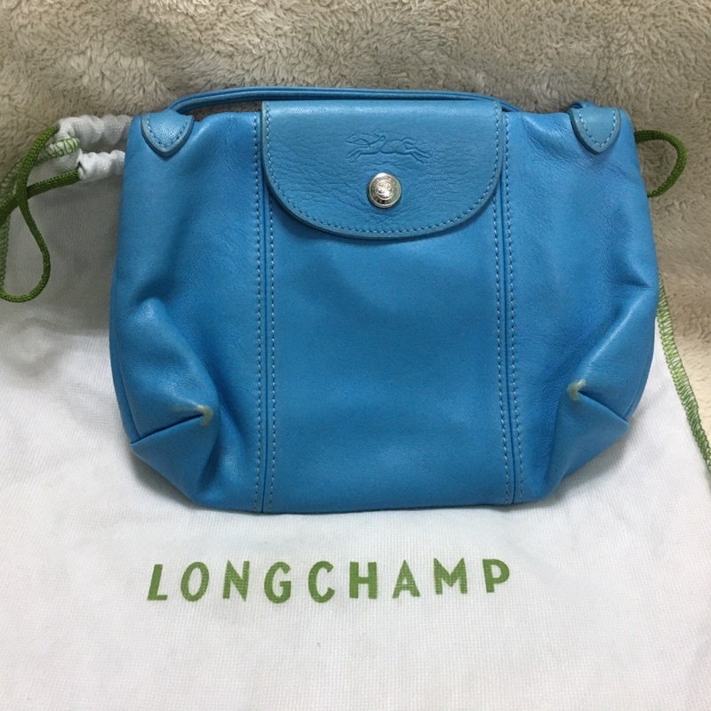 Longchamp​ cuir​ mini​ หนังแกะสีฟ้า