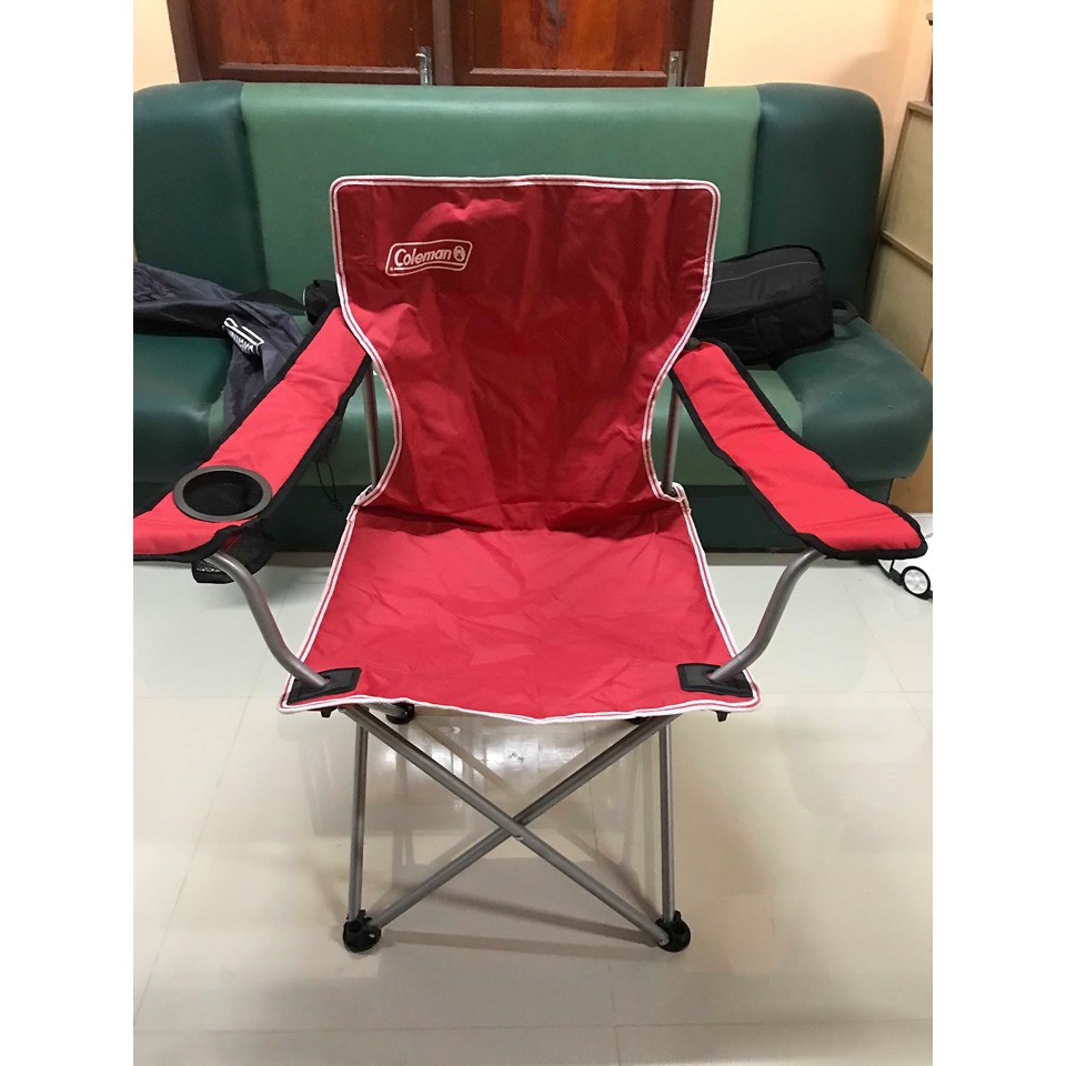 เก้าอี้สนามพับได้ ยี่ห้อโคลแมน Coleman สีแดง ของใหม่  พร้อมถุง วัสดุอุปกรณ์แข็งแรง รับน้ำหนักได้80-120โล พร้อมส่ง