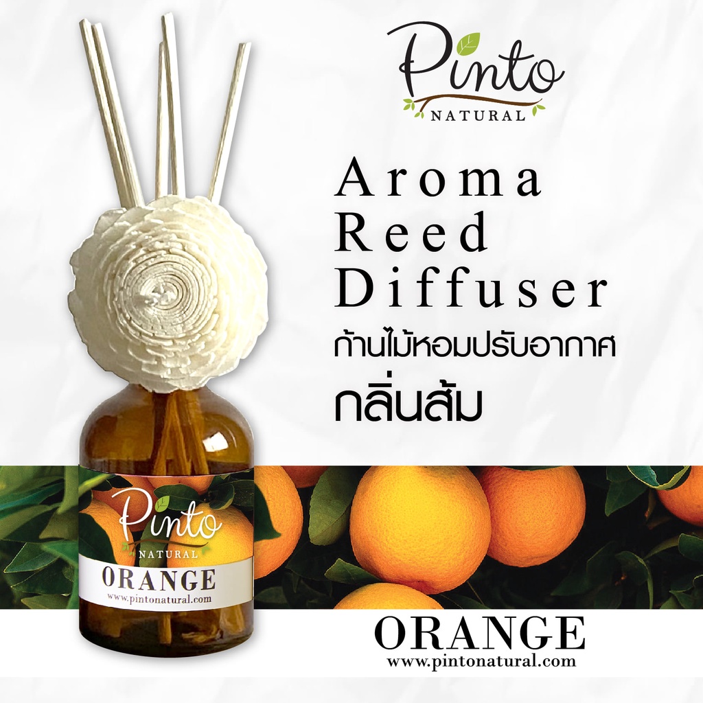 Pinto Natural Reed Diffuser Orange ก้านไม้หอมปรับอากาศ กลิ่นส้ม ขนาด 50ml. และ 100ml.