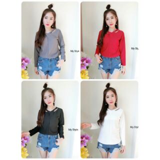 เสื้อเว้าช่วงไหล่ แต่งเหล็ก2ข้าง
