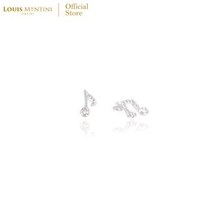 Louis Montini (Jewelry) Sterling Silver 925 Earrings ต่างหูเงินแท้ 92.5% ต่างหูผู้หญิง รูปโน๊ต LJER75