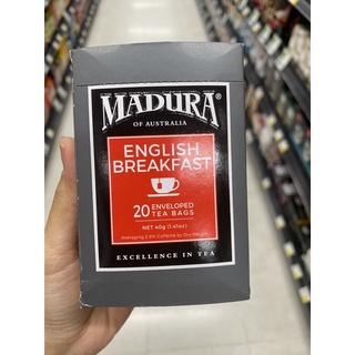 ใบชาดำ ชนิดซอง ตรา มาดูรา 40 G. English Breakfast Tea Bags ( Madura Brand ) ชาดำ 100%