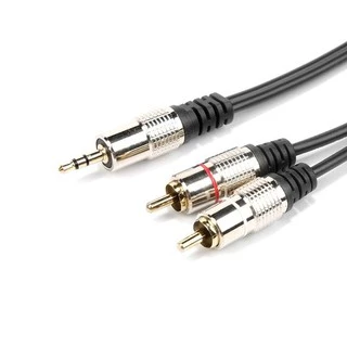 สายเคเบิลสัญญาณเสียง 3.5 มม. เป็น RCA 2 หัว (ตัวผู้หัวคู่) สําหรับโทรศัพท์ หูฟัง ลําโพง ยาว 1.5/3/5/10 ม.