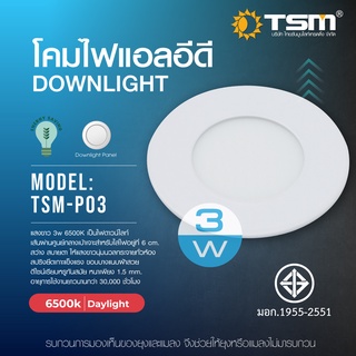 โคมไฟพาแนล LED ไฟเพดาน รุ่น TSM-P03 TSM-P06 TSM-P09 TSM-P12 TSM-P18 ไฟดาวน์ไลท์ฝังฝ้า ให้ความสว่างรอบทิศทาง กระจายแสงได้