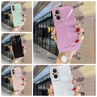 เคสโทรศัพท์มือถือ ขอบตรง ชุบ สําหรับ OPPO Reno 7 5G Reno 7Z 5G A96 Reno 7Pro 5G A55 4G F11 A76 A16K Reno 6 4G Reno 7SE F11Pro