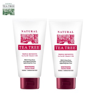 Tea Tree ที ทรี โฟมล้างหน้า ไวท์เทนนิ่ง เฟเชียล โฟม 4.8 ออนซ์ 2 หลอด (ผิวนุ่มชุ่มชื่น ดูกระจ่างใส Whitening)