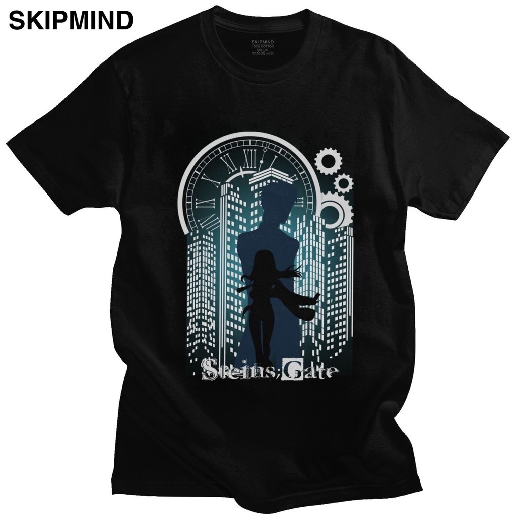 เสื้อยืดแขนสั้นผู้ชาย Steins Gate Rintarou Okabe แฟชั่นผ้าฝ้าย อníเมะ มังงะ